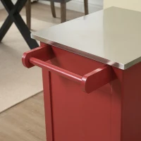 HOMCOM Kitchen Cart, Small Kitchen Island, Stainless Steel Top Utility Trolley on Wheels with Storage Drawer for Dining Room, Kitchen, Red(m-9)