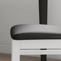 HOMCOM Farmhouse Dining Table Chairs Set of 2, Pine Wood Kitchen Table Chairs with PU Leather Cushion for Living Room, Bedroom(m-10)