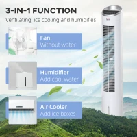 HOMCOM 3-In-1 Evaporative Air Cooler, Oscillation Cooling Fan, Swamp Cooler with Ice Packs, Remote Control, Timer, 3 Modes and 3 Speeds, White(m-4)