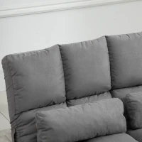 HOMCOM 2-In-1 Floor Sofa Lazy Bed, Folding Couch with Adjustable Backrest Headrest, Thick Padding, Metal Frame and 2 Pillows, Grey(m-9)