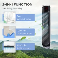 HOMCOM Cooling Fan for Bedroom with Ice Pack, Tower Fan with Remote Control, 3 Modes, 3 Speeds, 3 Speeds, 12H Timer, Black(m-5)