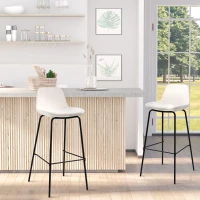 HOMCOM 29.5" Bar Stools Set of 2, Upholstered Extra Tall Barstools, Armless Bar Chairs with Back, Steel Legs, Cream White(m-2)