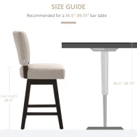 HOMCOM Set of 2 Swivel Counter Height Bar Stools with Footrest, Beige(m-7)