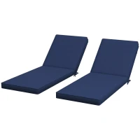 Outsunny 2-Piece Patio Chair Cushions with Backrests, Replacement Cushions for Outdoor Lounge Chair, Navy(m-1)