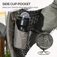 Outsunny Patio Egg Chair with Swivel Base, Foldable Basket Chair with Large Seat Cushion, Cup Holder for Indoor, Outdoor, Sand(m-7)