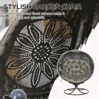 Outsunny Patio Egg Chair with Swivel Base, Foldable Basket Chair with Large Seat Cushion, Cup Holder for Indoor, Outdoor, Sand(m-5)