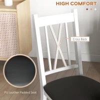 HOMCOM Farmhouse Dining Table Chairs Set of 2, Pine Wood Kitchen Table Chairs with PU Leather Cushion for Living Room, Bedroom(m-5)