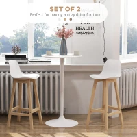 HOMCOM Bar Height Stools Set of 2, PU Leather Upholstered Stools for Kitchen Island, Modern Bar Chairs with Backs, White(m-4)