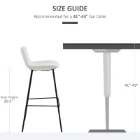 HOMCOM 29.5" Bar Stools Set of 2, Upholstered Extra Tall Barstools, Armless Bar Chairs with Back, Steel Legs, Cream White(m-7)