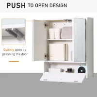 kleankin Medicine Cabinet with Mirror, Bathroom Wall Cabinet with 2 Mirrored Doors, 1 Modern Door and Adjustable Shelf, White(m-6)