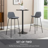 HOMCOM 29.5" Bar Stools Set of 2, Upholstered Extra Tall Barstools, Armless Bar Chairs with Back, Steel Legs, Grey(m-4)