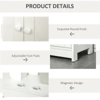 HOMCOM Accent Cabinet, Wood Free Standing Storage Organizer with Double Doors and Adjustable Shelf for Living Room, Kitchen, White(m-7)