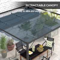 Outsunny Metal Pergola with Retractable Roof, 10' x 10' Wall Mounted Outdoor Gazebo Sun Shade Shelter(m-5)