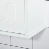 kleankin Medicine Cabinet with Mirror, Bathroom Wall Cabinet with 2 Mirrored Doors, 2 Modern Doors and Adjustable Shelf, White(m-9)