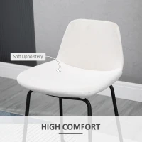 HOMCOM 29.5" Bar Stools Set of 2, Upholstered Extra Tall Barstools, Armless Bar Chairs with Back, Steel Legs, Cream White(m-5)