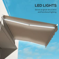 Outsunny 13' x 10' Electric Awning, Retractable Awning with LED Lights and Remote Controller for Door and Window, Cream White(m-6)