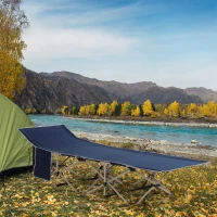 Outsunny Portable Folding Camping Cot, Single Person Wide Outdoor Bed with Carry Bag, Ideal for Camping & Outdoors(m-1)