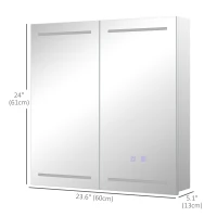 HOMCOM Illuminated Medicine Cabinet with Mirror, LED Vanity Mirror Cabinet with Defogging Film, Stainless Steel Frame(m-3)