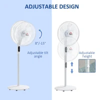 HOMCOM Floor Standing Fan with Remote Control, Oscillating, LED Screen, Stand Up Cooling Fan, Tall Pedestal Electric Fan for Home Bedroom, White(m-5)