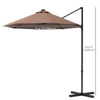 Outsunny 9.5'x8.5' Cantilever Umbrella with Solar Powered LED Lights, Rectangle Hanging Offset Umbrella with 360°Rotation(m-3)