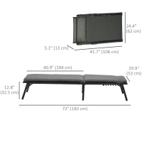 Outsunny Foldable Patio Lounger with Cushion, 5-Level Adjust Backrest Recliner Chair, Grey(m-3)