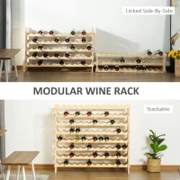 HOMCOM 8-Tier Solid Pine Wooden Wine Rack, Stackable Wine Holder Wine Cabinet Free Standing Floor Liquor Storage Shelf, 96-Bottle(m-5)