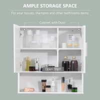 kleankin Bathroom Mirror Cabinet, Wall Mounted Medicine Cabinet with Double Doors and Adjustable Shelf, White(m-6)