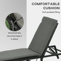 Outsunny Foldable Patio Lounger with Cushion, 5-Level Adjust Backrest Recliner Chair, Grey(m-7)