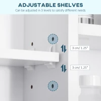 kleankin Wall Mounted Medicine Cabinet, 39.25"W x 27.5"H Bathroom Mirror Cabinet with Single Mirrored Door, Shelves and Storage Cupboard, White(m-6)