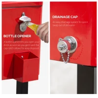 Outsunny 80 Quart Rolling Cooler Cart Portable Patio Ice Beer Beverage Cooling Bin for Outdoor Party w/ Bottle Opener & Storage Shelf Red(m-6)