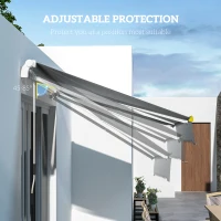 Outsunny 8' x 6.5' Manual Retractable Awning with LED Lights, Aluminum Sun Canopies for Patio Door Window, Dark Grey(m-5)