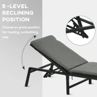 Outsunny Foldable Patio Lounger with Cushion, 5-Level Adjust Backrest Recliner Chair, Grey(m-5)