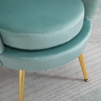 HOMCOM Modern Accent Chair, Velvet-Touch Fabric Leisure Club Chair with Gold Metal Legs for Bedroom, Green(m-10)