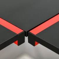 HOMCOM Gaming Desk, L-Shaped Corner Computer Table for Home Office, Workstations with Adjustable Monitor Stand Cup Holder Headphone Hook 49.25" x 49.25" x 29.5" Red(m-10)