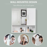 kleankin Bathroom Mirror Cabinet, Wall Mounted Medicine Cabinet with Double Doors and Adjustable Shelf, White(m-5)