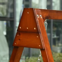 Outsunny Wooden Porch Swing with Stand, 2-Person Outdoor Patio Swing Chair with Wide Backrest, Adjustable Chains, for Garden, Poolside, Backyard, 550lbs(m-6)