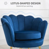 HOMCOM Modern Accent Chair, Velvet-Touch Fabric Leisure Club Chair with Gold Metal Legs for Bedroom, Blue(m-4)