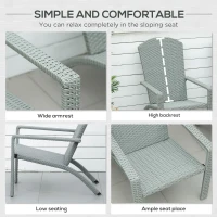 Outsunny 2 Pieces Adirondack Chair Patio Wicker Muskoka Chair, Outdoor PE Rattan Fire Pit Chair for Poolside, Balcony, Deck, Garden, Backyard, Light Grey(m-6)