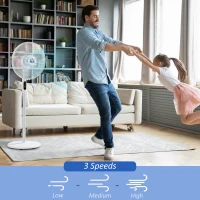 HOMCOM Floor Standing Fan with Remote Control, Oscillating, LED Screen, Stand Up Cooling Fan, Tall Pedestal Electric Fan for Home Bedroom, White(m-4)
