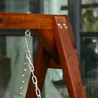 Outsunny Wooden Porch Swing with Stand, 2-Person Outdoor Patio Swing Chair with Wide Backrest, Adjustable Chains, for Garden, Poolside, Backyard, 550lbs(m-7)