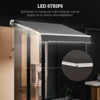 Outsunny 8' x 6.5' Manual Retractable Awning with LED Lights, Aluminum Sun Canopies for Patio Door Window, Dark Grey(m-4)