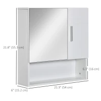 kleankin Bathroom Mirror Cabinet, Wall Mounted Medicine Cabinet with Double Doors and Adjustable Shelf, White(m-3)