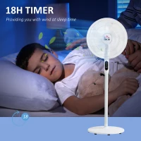 HOMCOM Floor Standing Fan with Remote Control, Oscillating, LED Screen, Stand Up Cooling Fan, Tall Pedestal Electric Fan for Home Bedroom, White(m-7)