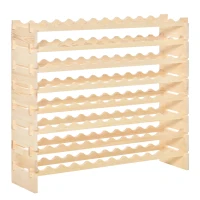 HOMCOM 8-Tier Solid Pine Wooden Wine Rack, Stackable Wine Holder Wine Cabinet Free Standing Floor Liquor Storage Shelf, 96-Bottle(m-2)