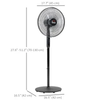 HOMCOM Floor Standing Fan with Remote Control, Oscillating, LED Screen, Stand Up Cooling Fan, Tall Pedestal Electric Fan for Home Bedroom, Black(m-3)