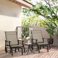 Outsunny Outdoor Gliding Chairs Set Durable Compact for Patio, Bistro Tea Time, Perfect for Couples & Families, Gray(m-7)
