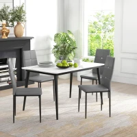 HOMCOM Set of 4 Modern Style Dining Chairs, Button Tufted High Back Side Chairs with Upholstered Seat, Steel Legs for Living Room, Kitchen, Study, Bedroom, Grey(m-7)