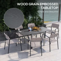 Outsunny 31.5"-63" Extendable Outdoor Dining Table for 4-6 with Aluminium Frame, Steel Tabletop Dark Grey(m-6)