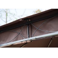 Outsunny 10x10ft Steel Garden Gazebo Patio Canopy Outdoor Event Party Tent Backyard Sun Shelter with Curtain Coffee(m-6)