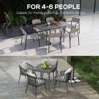 Outsunny 31.5"-63" Extendable Outdoor Dining Table for 4-6 with Aluminium Frame, Steel Tabletop Dark Grey(m-4)